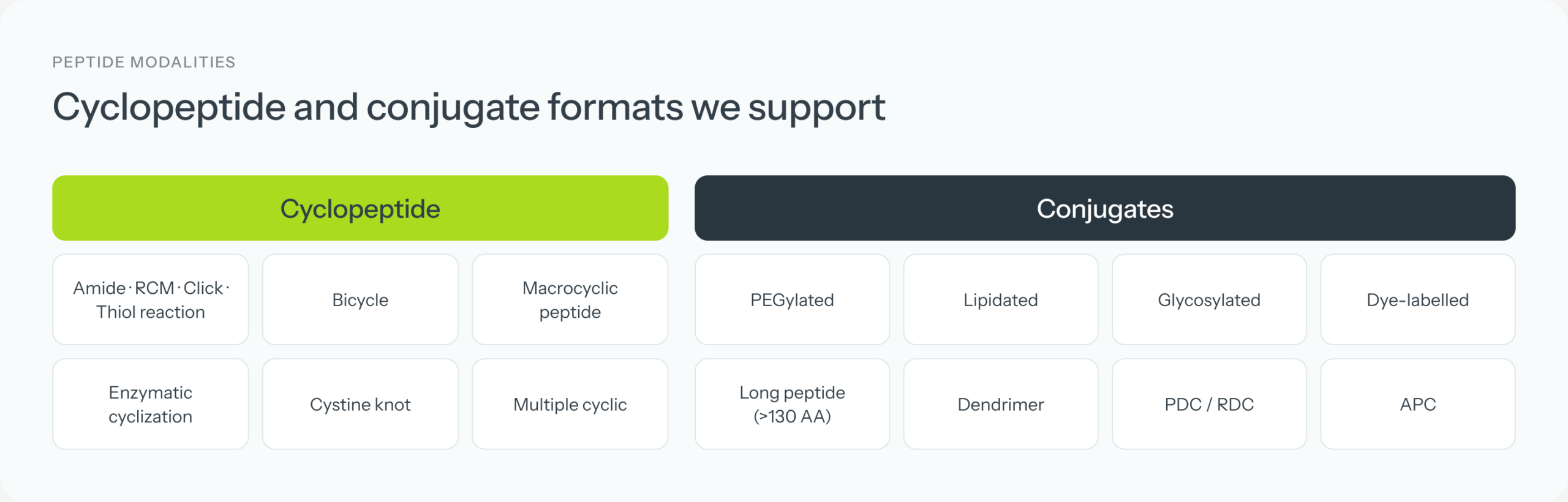 Cyclopeptide and conjugate formats supported by ChemPartner peptide chemistry