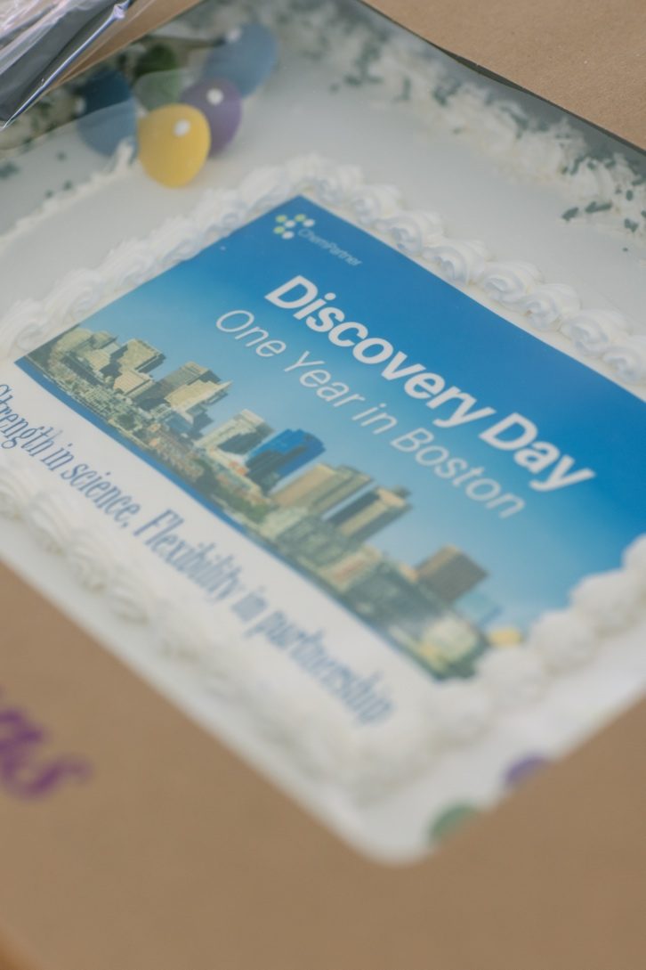 Discovery Day anniversary cake marking one year of ChemPartner in Boston